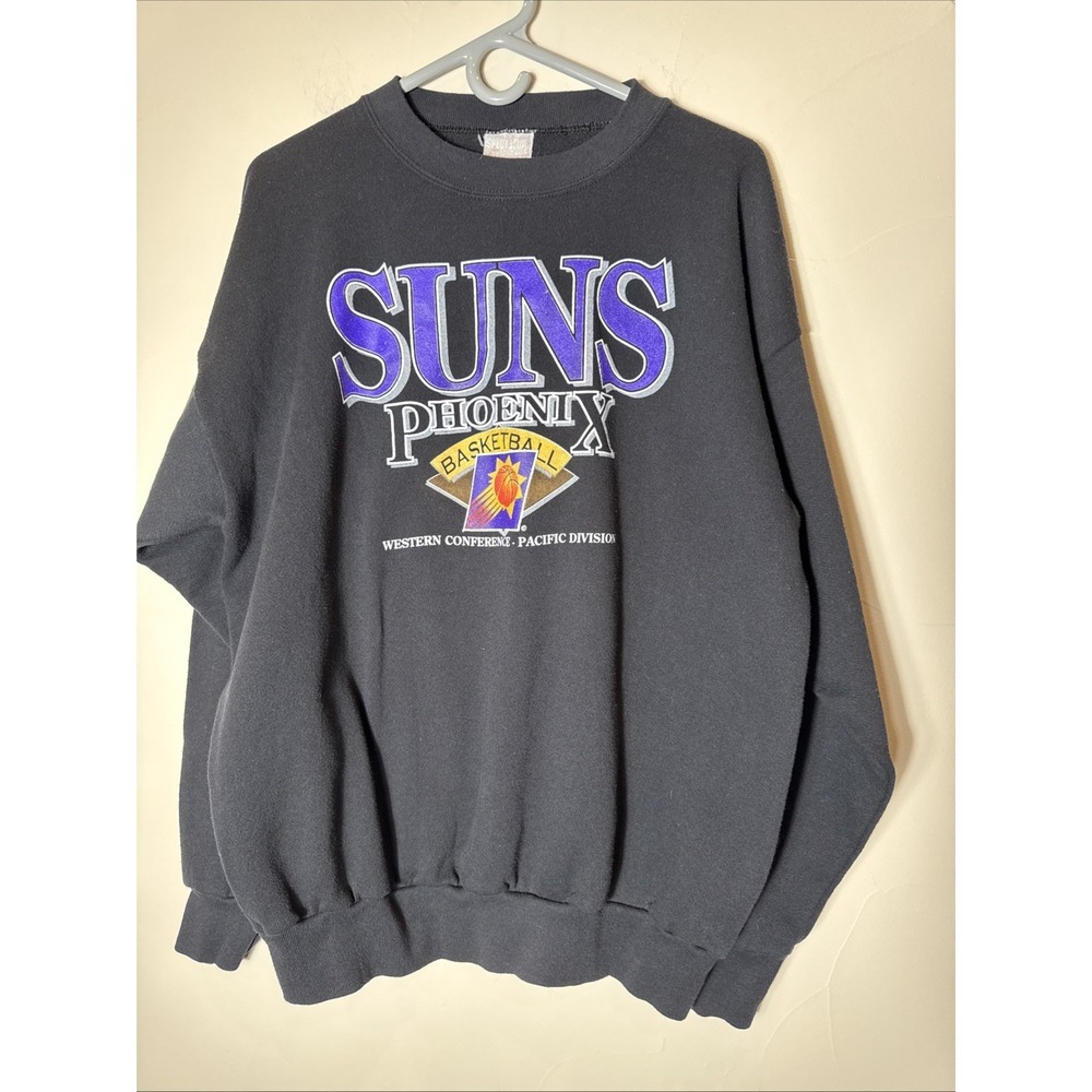 Vintage 90s Sweatshirt Mens XL Black Pheonix Suns Basketball NBA Pacific Western